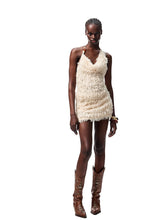 V-Neck Beaded Draped Collar Halter Cami Top - CHINASQUAD