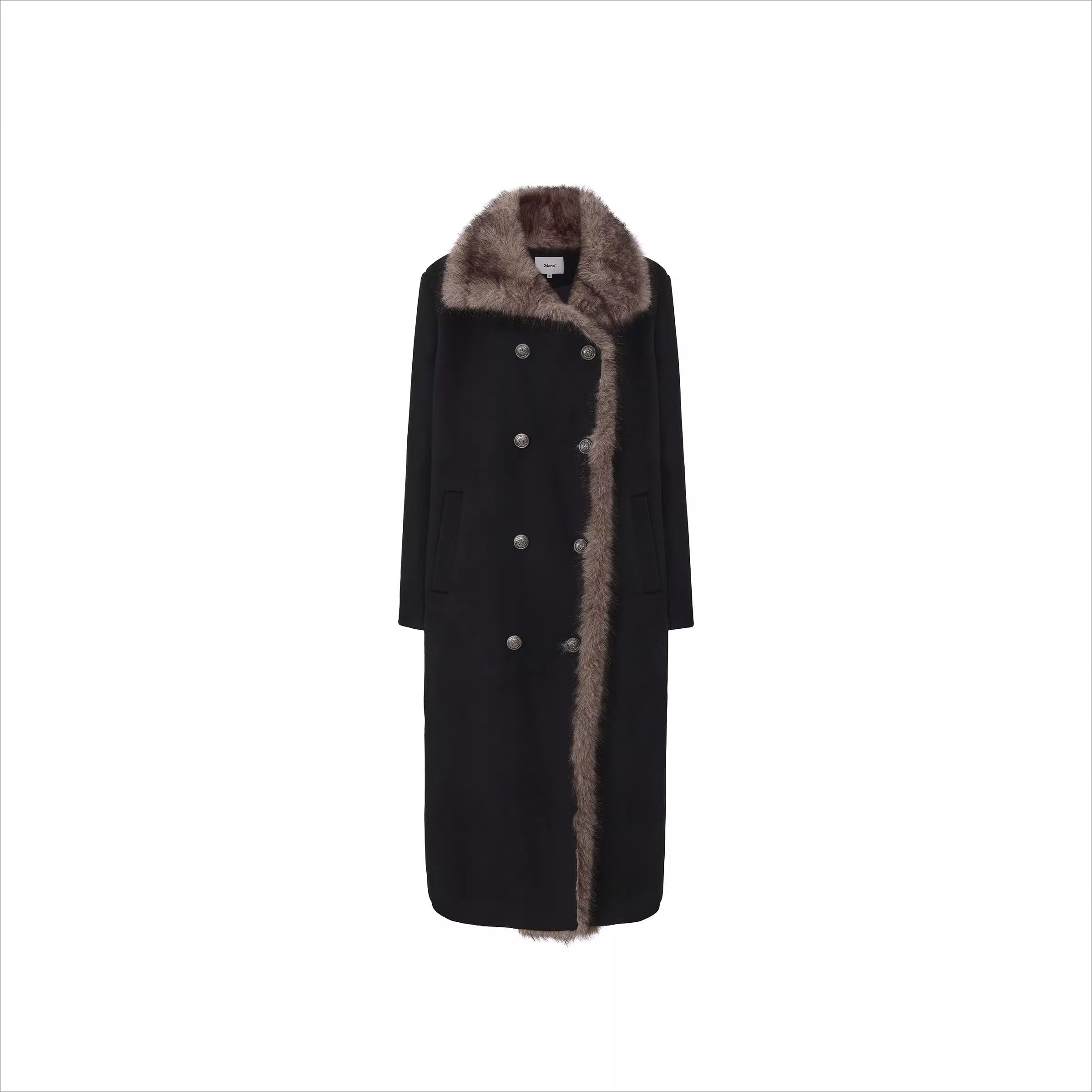 Detachable Fur Collar Wool-Blend Coat