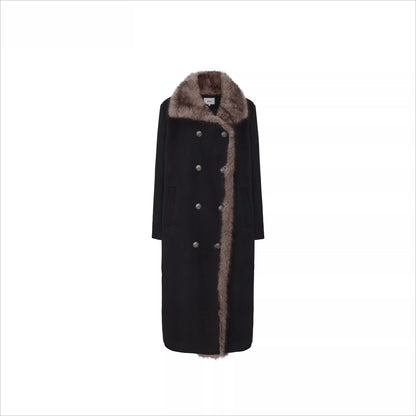 Detachable Fur Collar Wool-Blend Coat