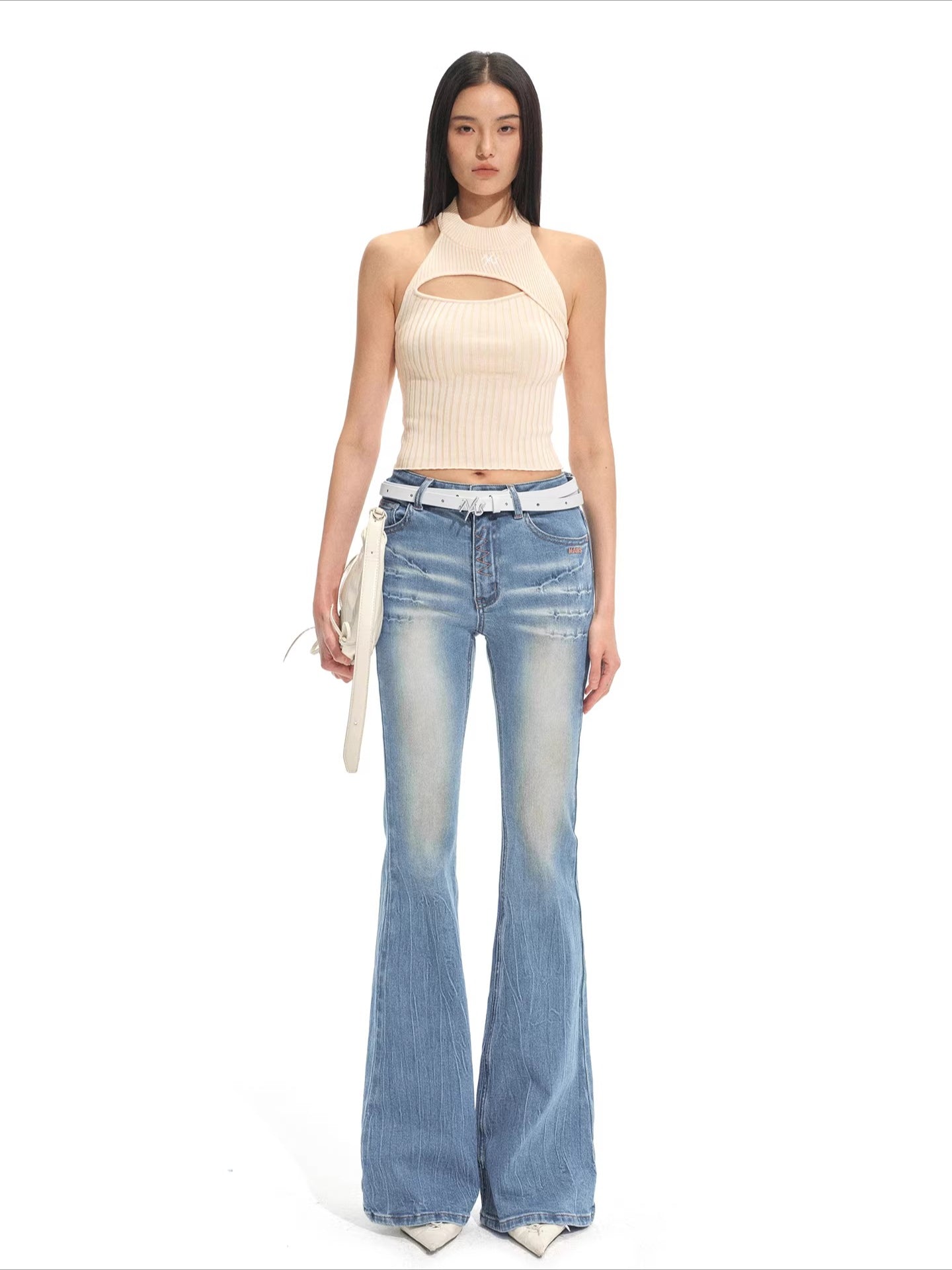 Olympia Halter Neck Fitted Knit Tank Top