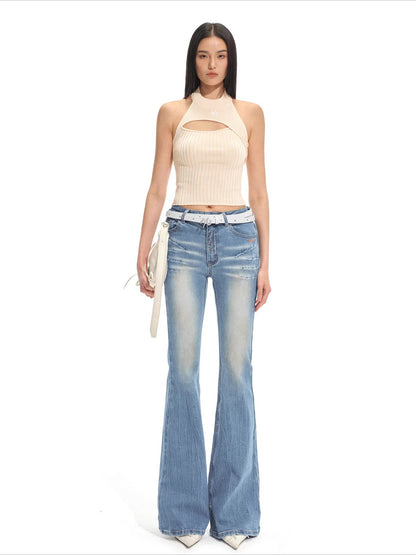 Olympia Halter Neck Fitted Knit Tank Top