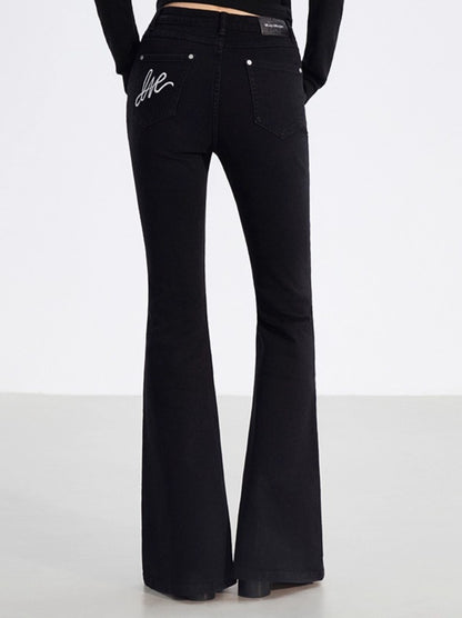 Embroidered Flared Denim Pants