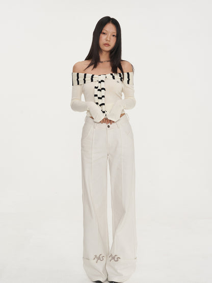 Parallel Line Straight-Leg V-Waist Pants