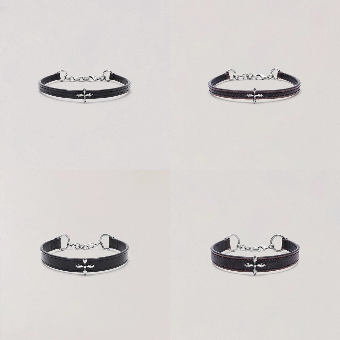 Compass Badge Leather Choker