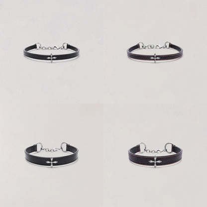 Compass Badge Leather Choker