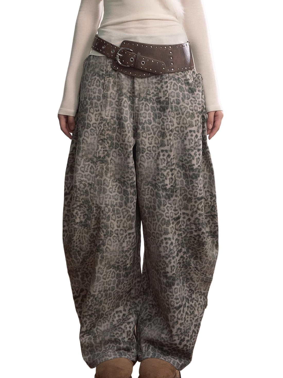Leopard Print Relaxed Denim Jeans