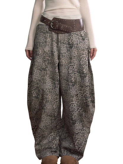 Leopard Print Relaxed Denim Jeans