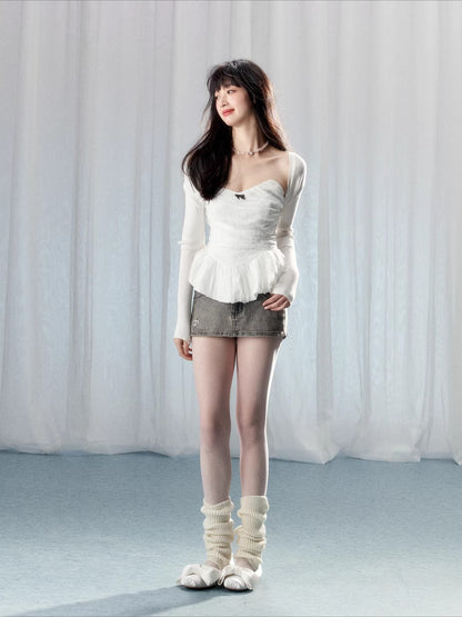 White Lace Corset Tube Top