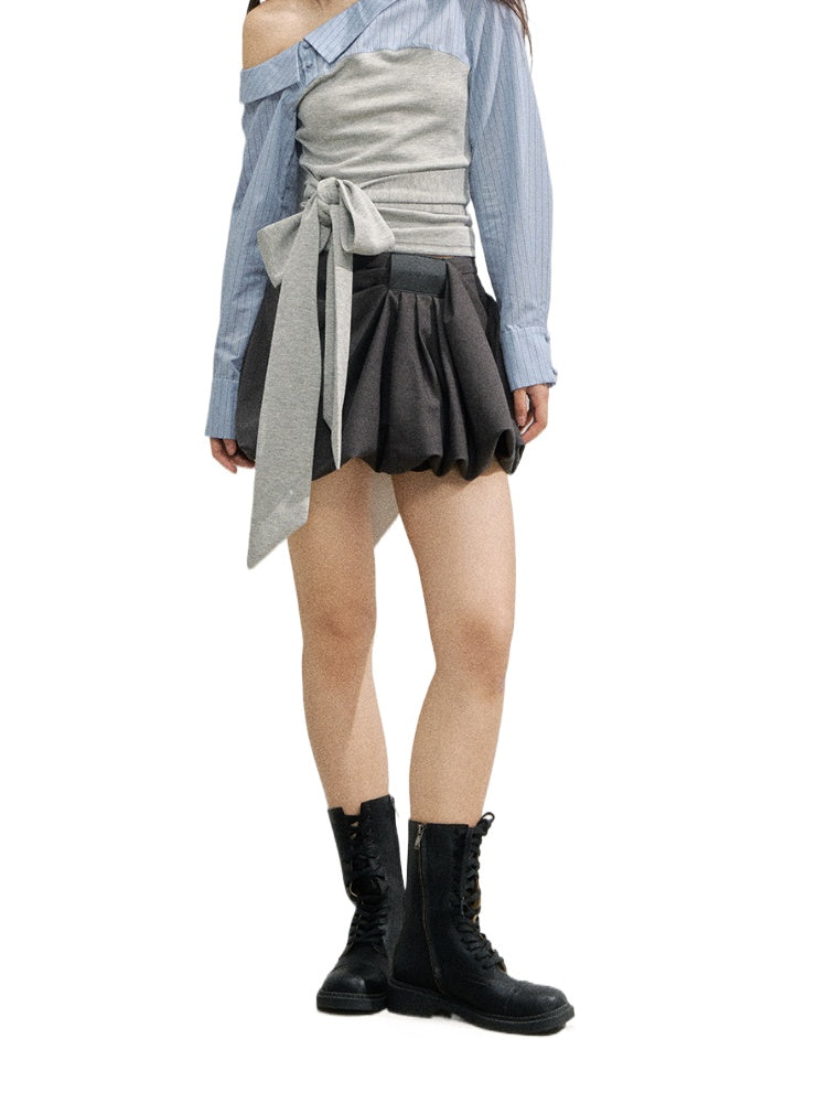 Checkered Ruched Tulip Skirt Pants