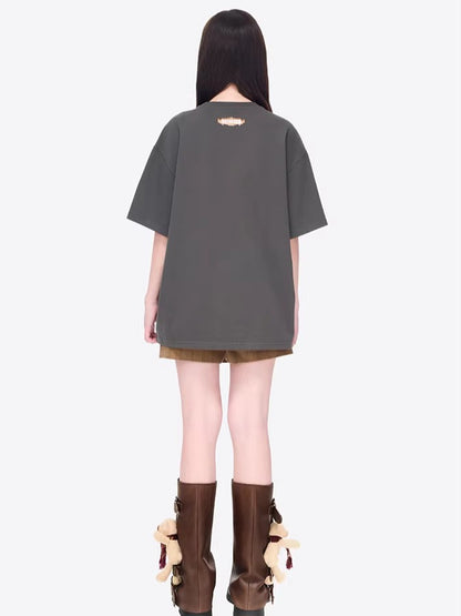 Tarot Bear Graphic Oversized T-Shirt