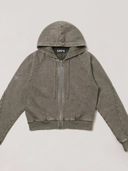 Wild Vintage Zip-up Cropped Hoodie