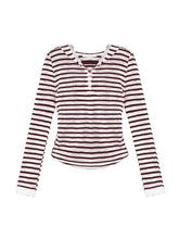 Striped Color-block Lace Spliced T-Shirt - CHINASQUAD