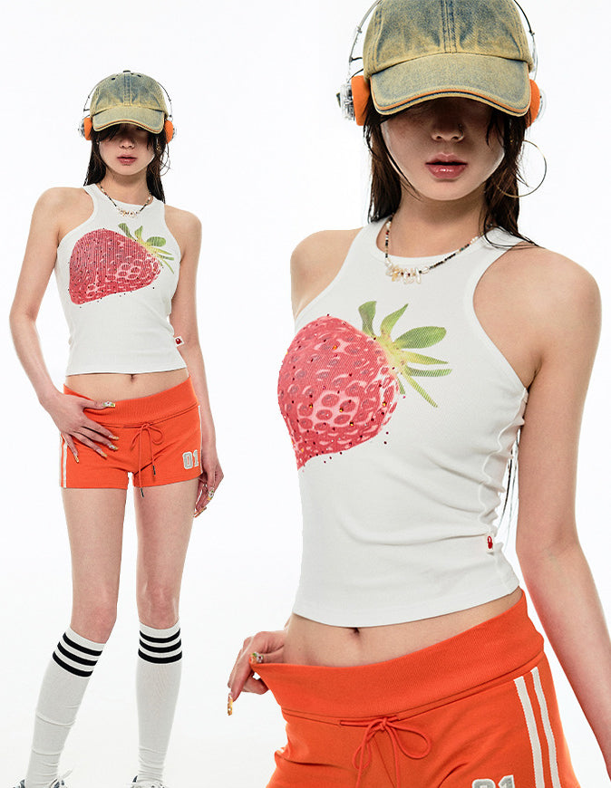 &quot;Summer Fruit&quot; Print Round Neck Tank Top - CHINASQUAD