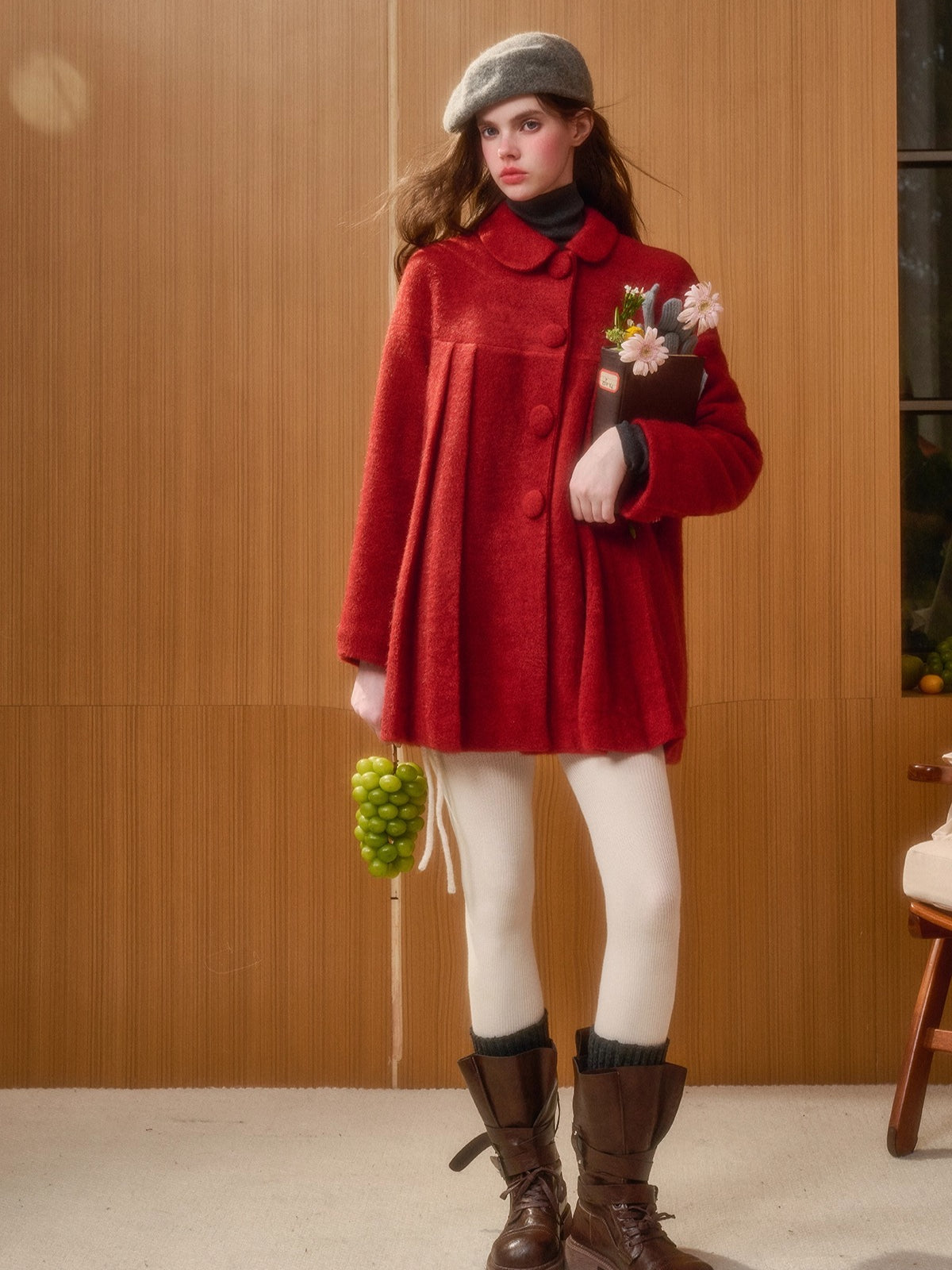Little Red Hood Winter Knit Cape