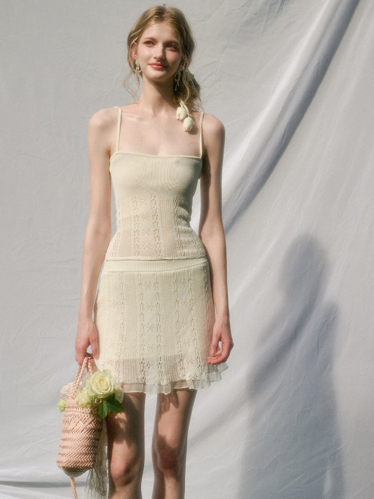 Cool Fabric Knitted Blouse &amp; Skirt Set