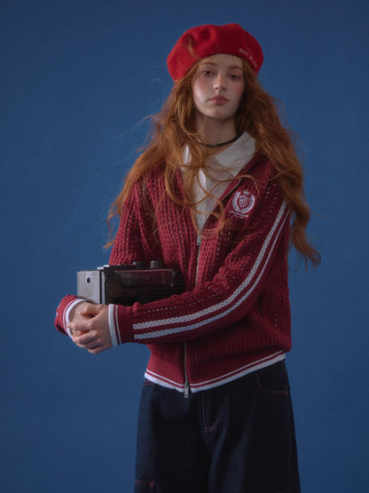 Varsity Embroidered Knit Hoodie