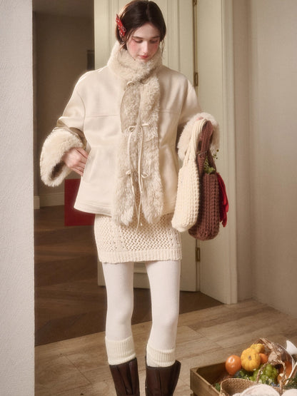 Travel Plan Shearling Fleece-Lined Stand Collar Jacket