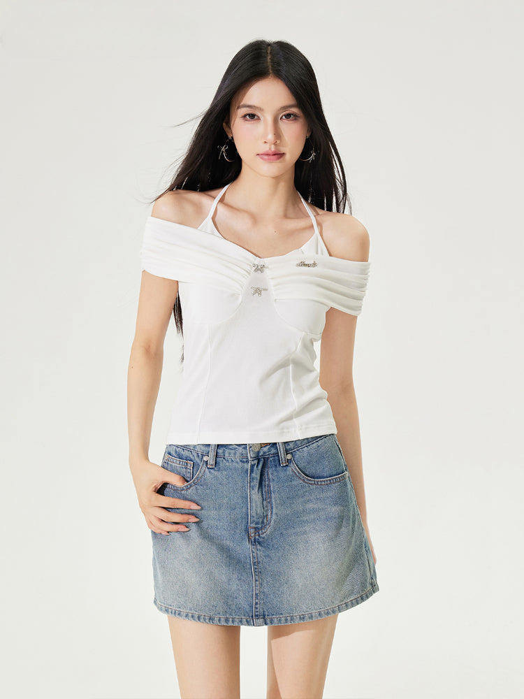 One-shoulder Tie-neck Top - CHINASQUAD