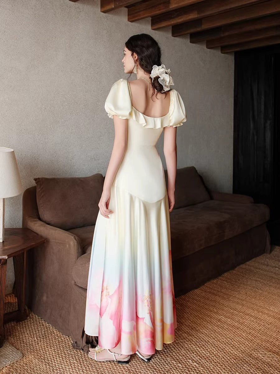 Puff-Sleeve Resort Maxi Dress