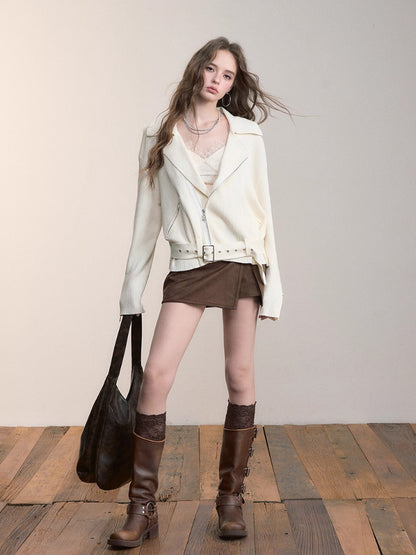 Heavy-Duty Metal Zipper Knit Jacket