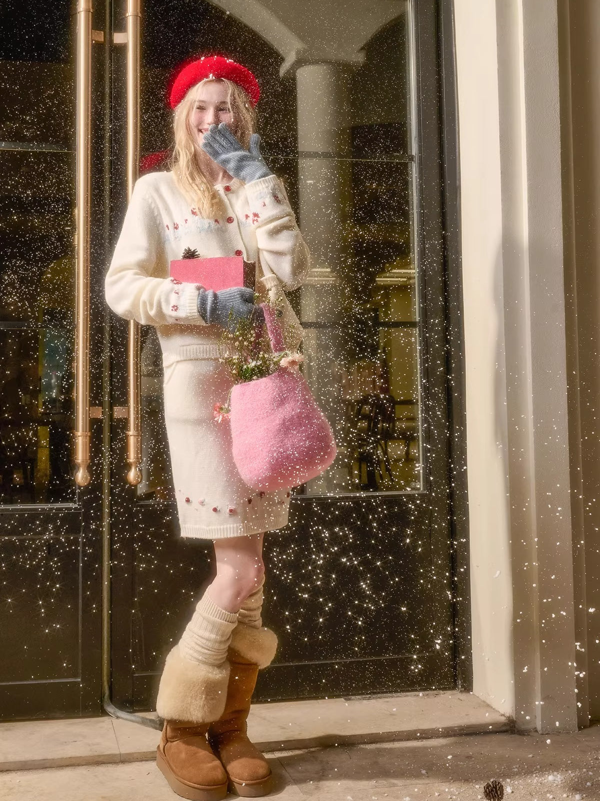 Wool-Blend Embroidered Knit Set