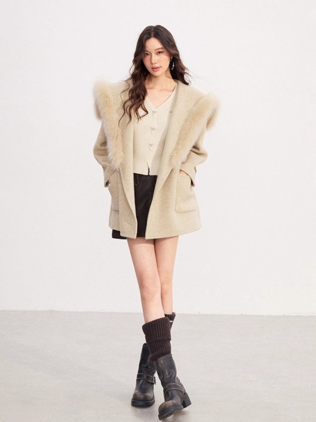 Oversized Wool-Blend Wide-Collar Coat