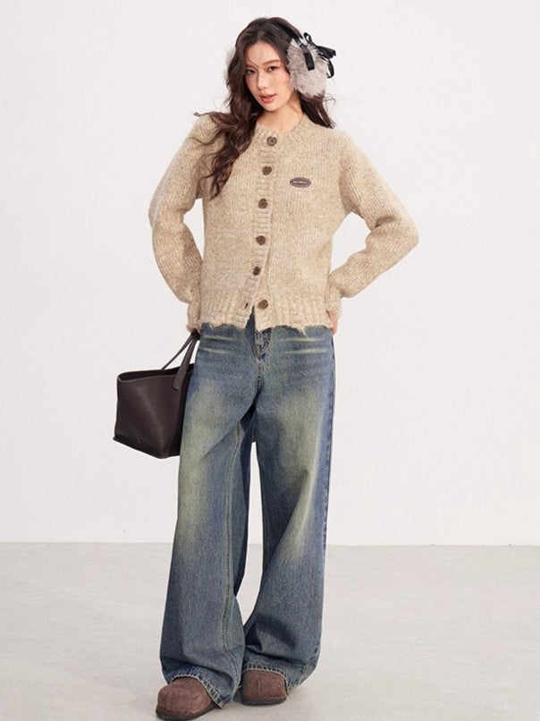 Chunky-Knit Wool-Blend Winter Cardigan