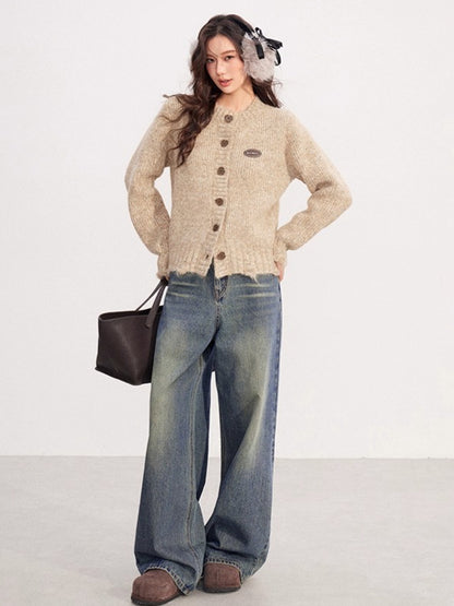 Chunky-Knit Wool-Blend Winter Cardigan