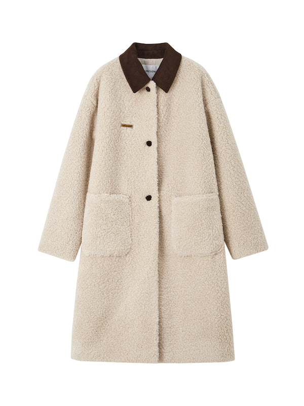 Contrast Collar Sherpa Long Coat