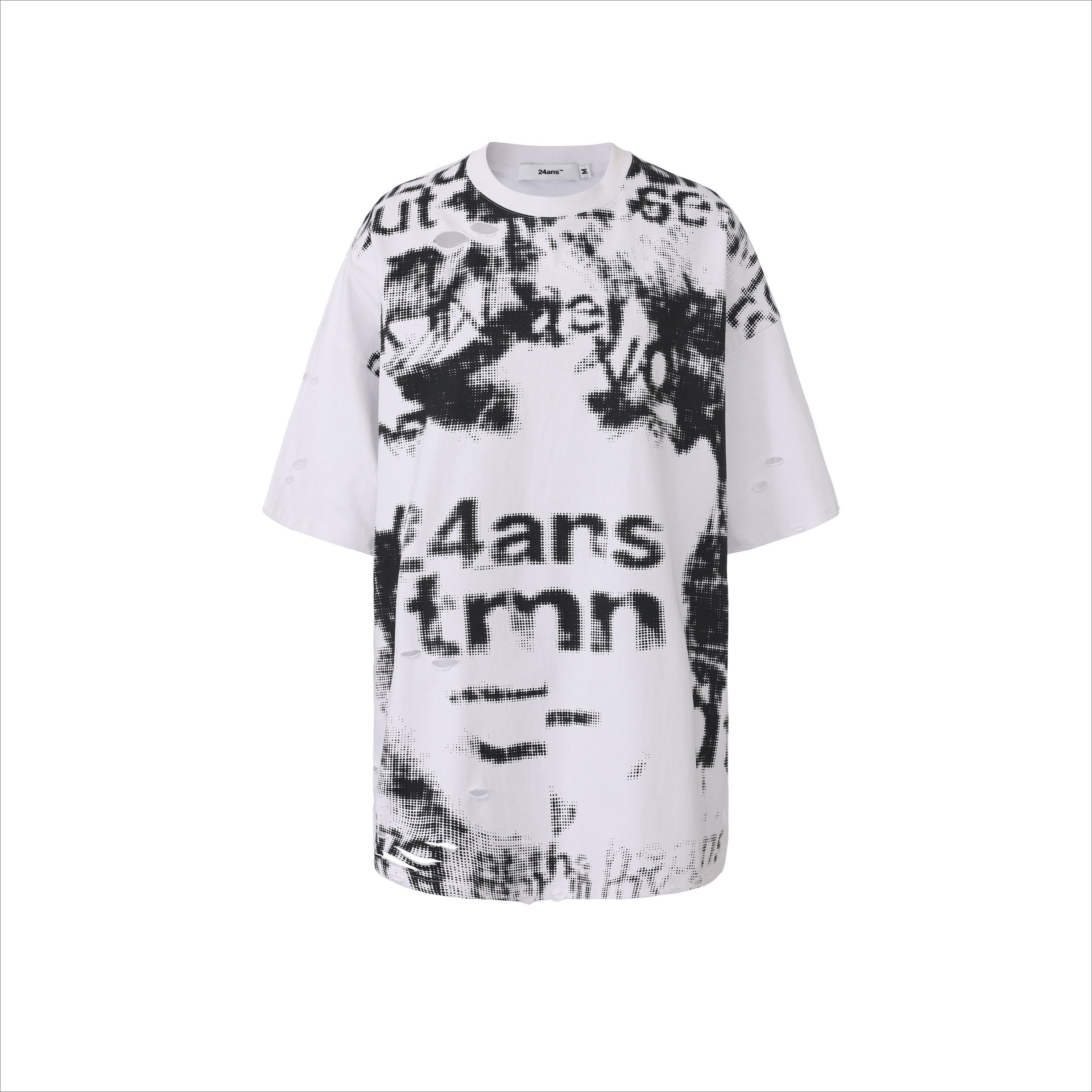 Distressed Laser-Burn Graphic Oversized T-Shirt