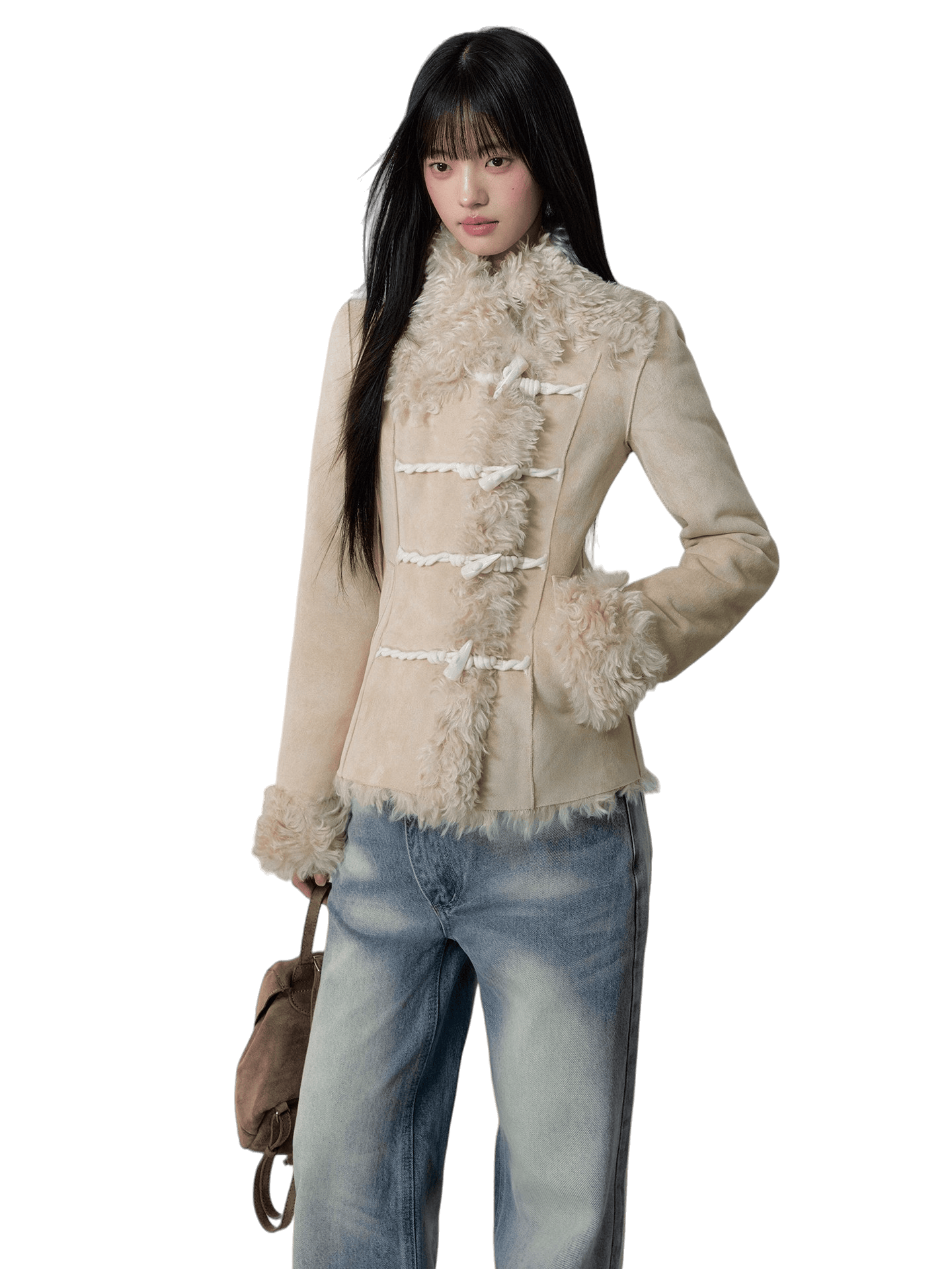 Shearling Lining Suede Duffle Jacket