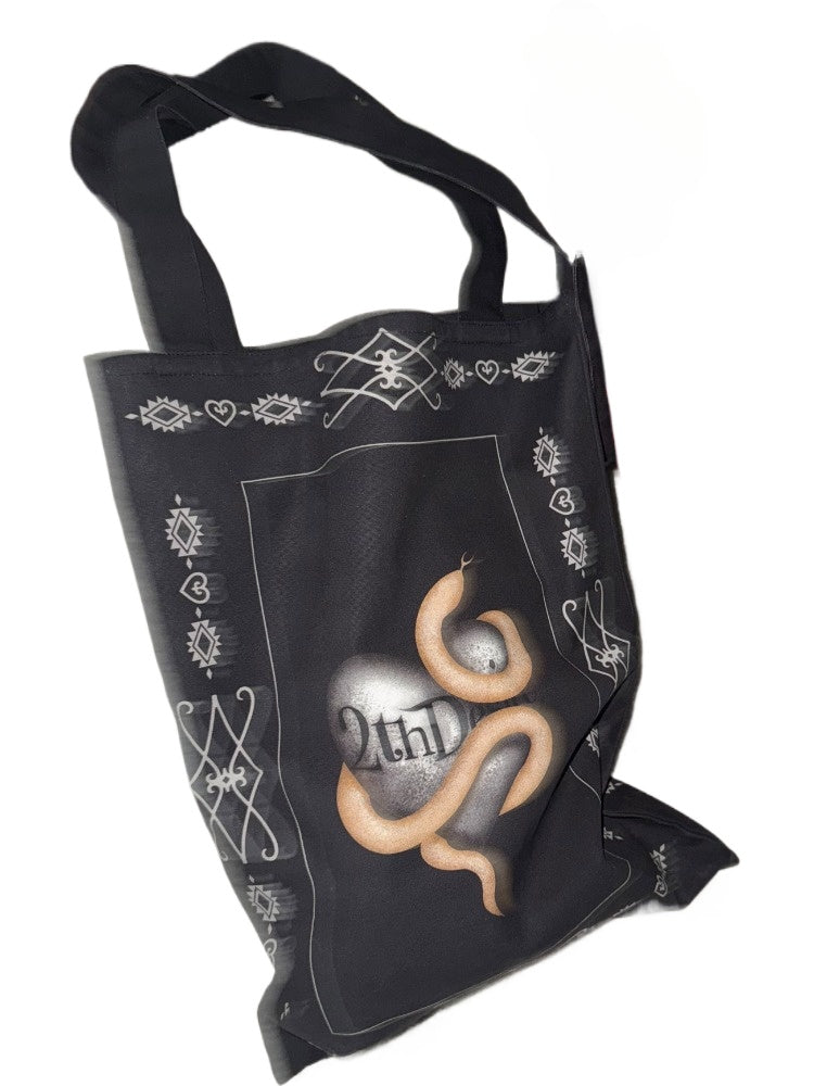 Hand-Painted Snake Year Punk Canvas Tote Bag