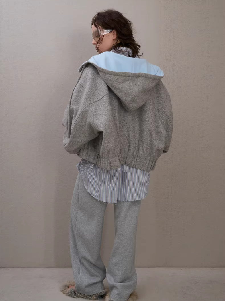 Wool-Blend Hooded Varsity Jacket