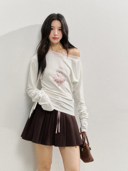 Asymmetric Shoulder 3D Bunny Long-Sleeve T-Shirt - CHINASQUAD