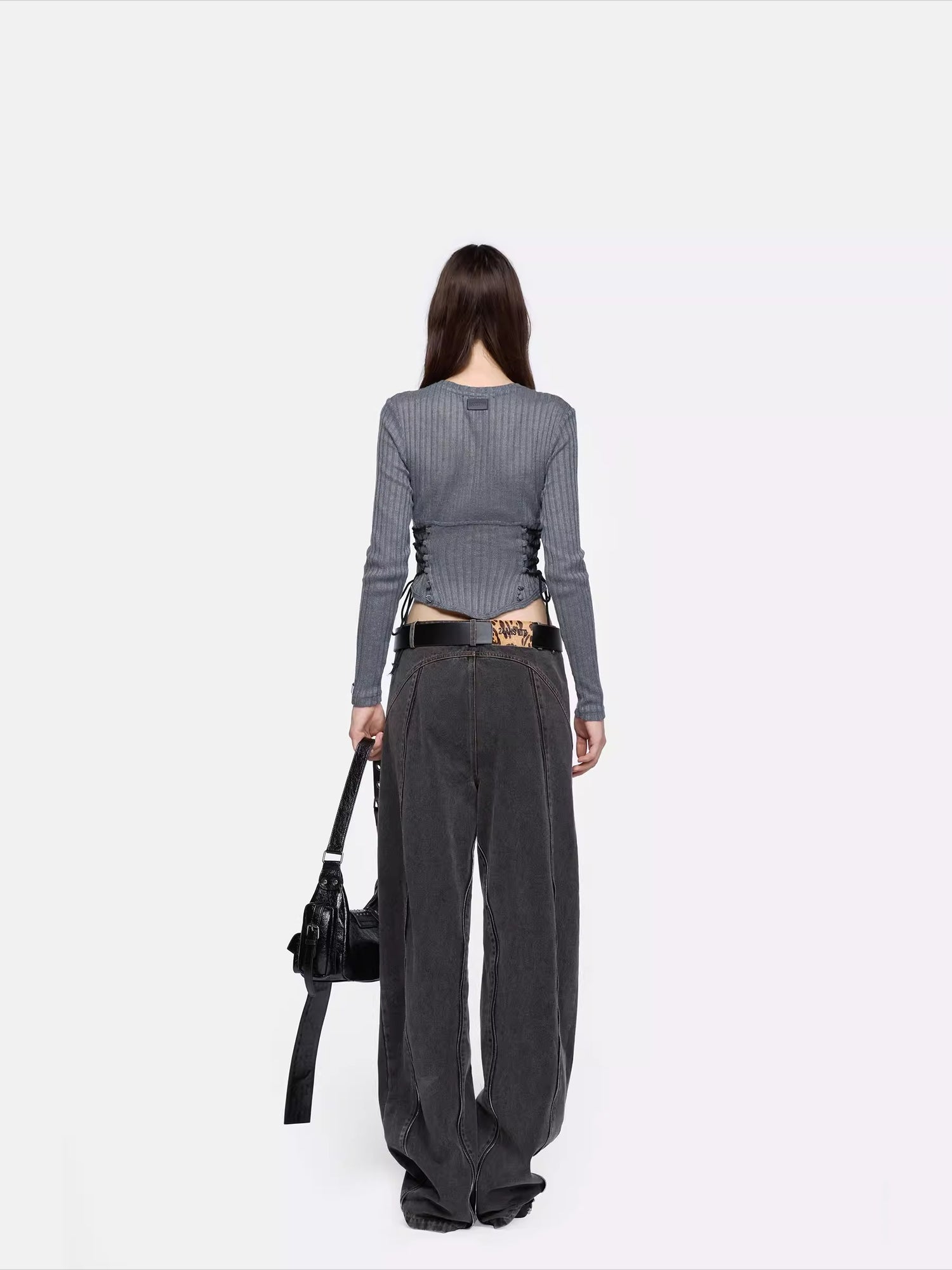 Panelled Curved-Leg Denim Jeans