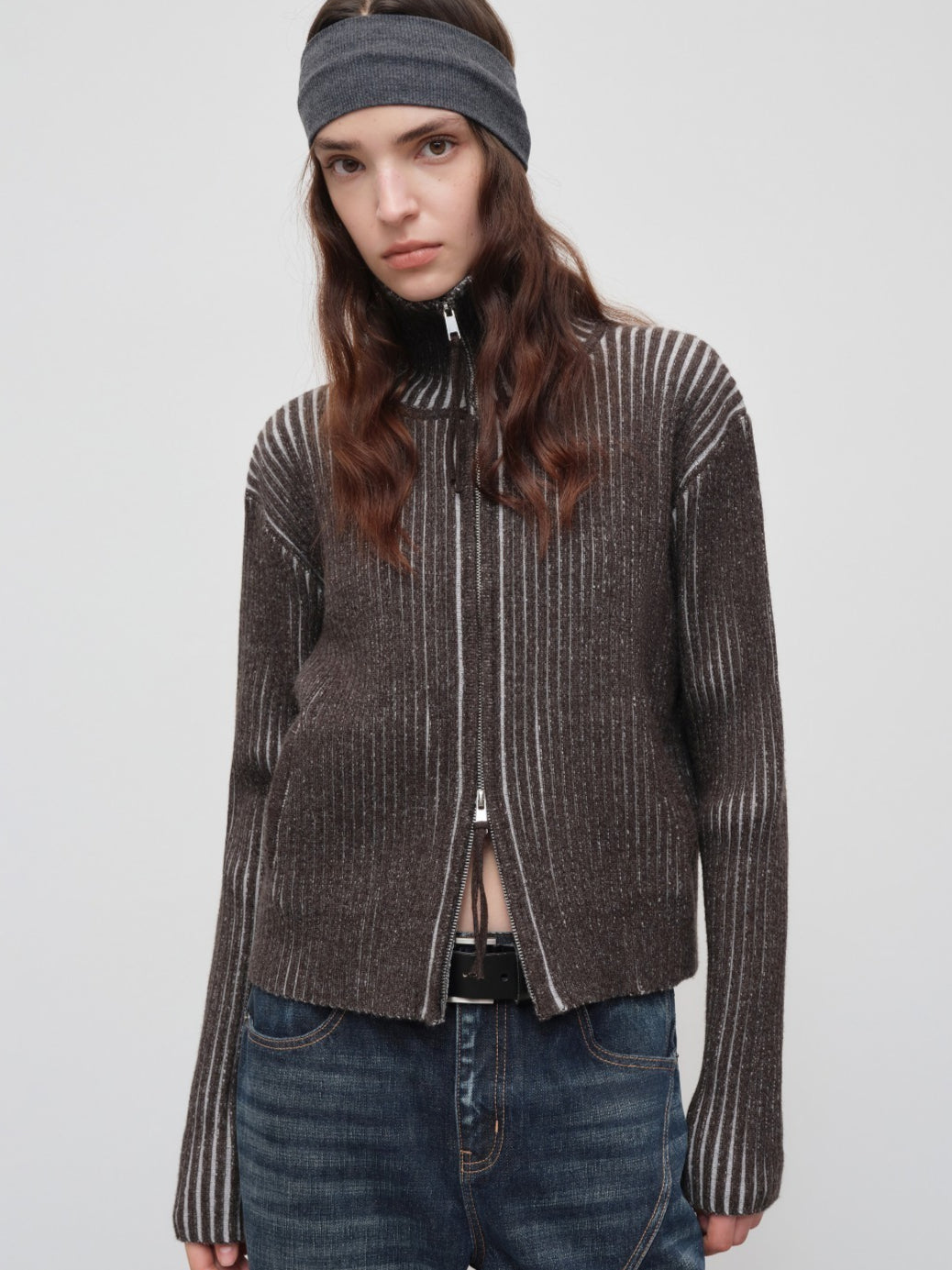 Retro Lyocell Wool Mandarin Collar Knit Cardigan