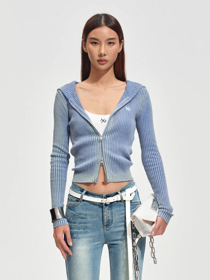 Slim-Fit Cotton Hooded Knit Cardigan