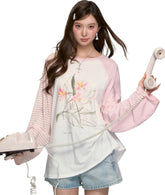 Pink Raglan Graphic T-shirt - CHINASQUAD