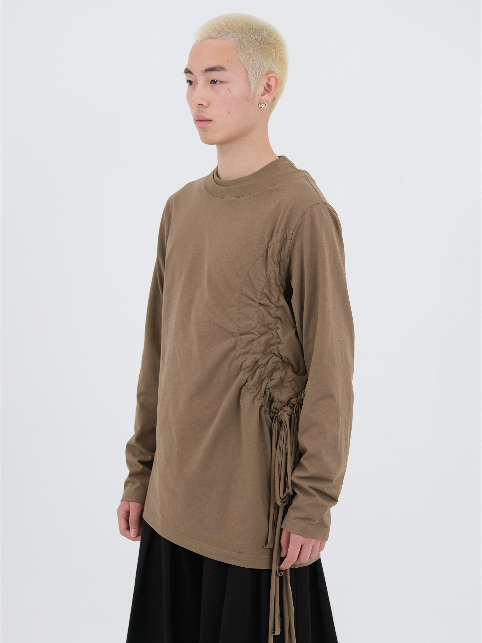 Ochre &amp; Light Brown Drawstring Long-Sleeve T-Shirt