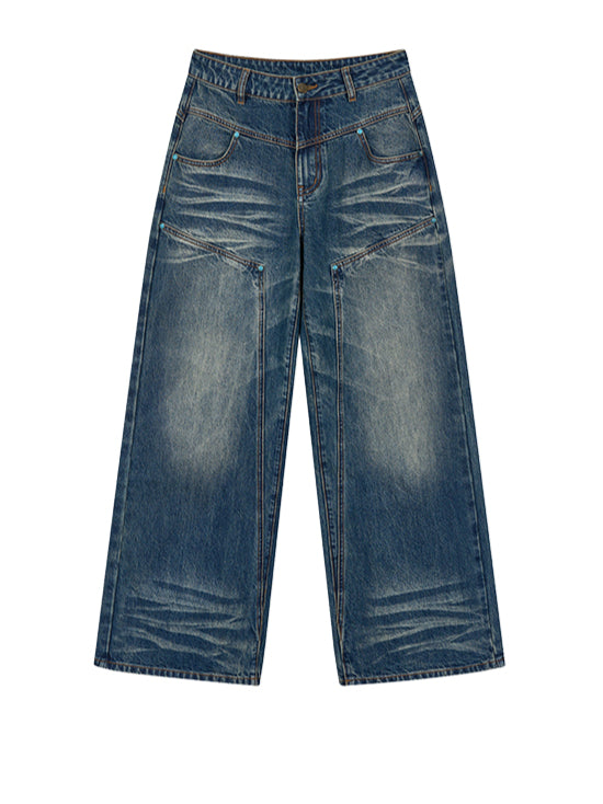 Vintage Washed Straigh-Leg Jeans