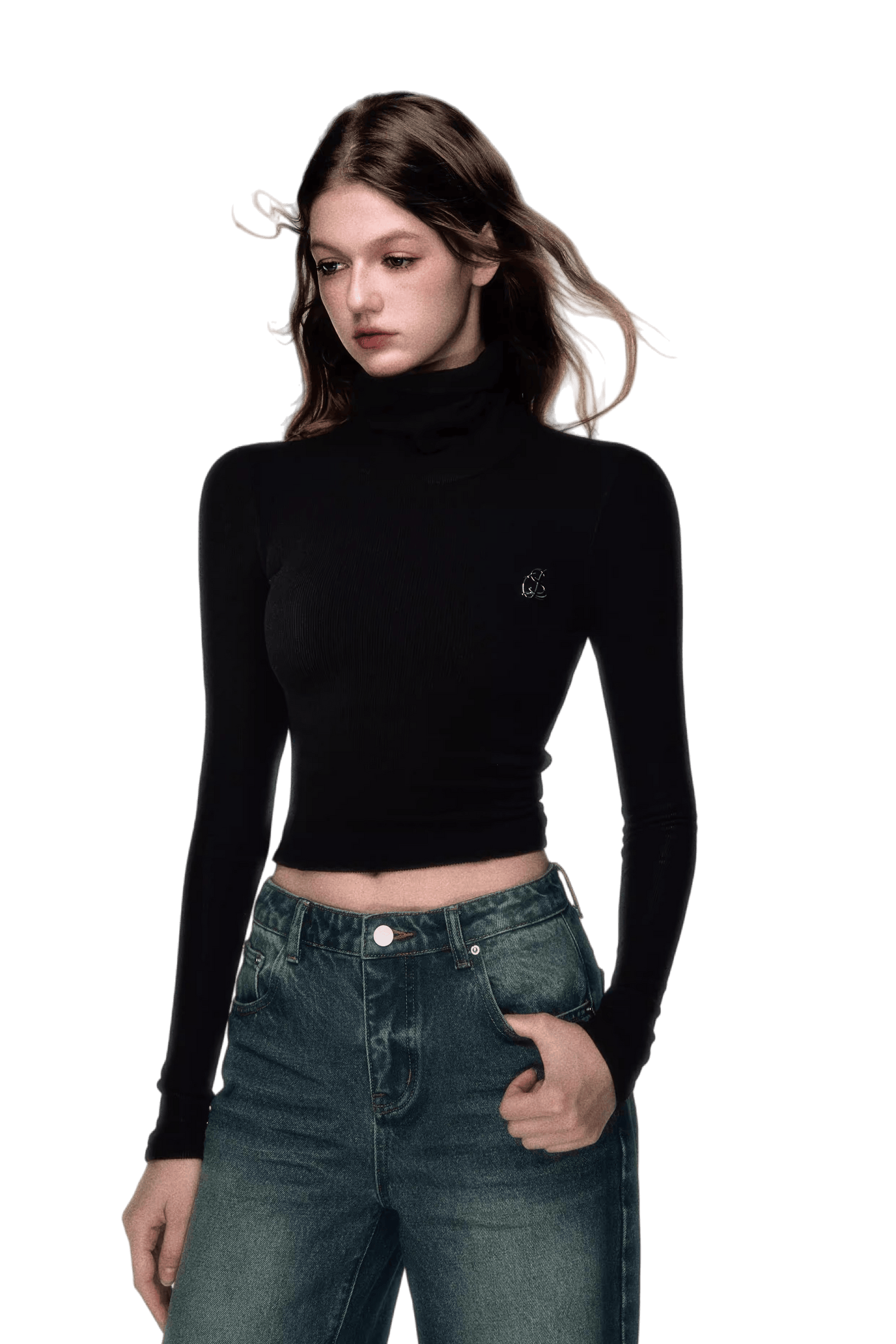 High-Neck Stretch Knit Base Layer