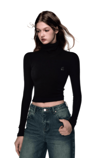 High-Neck Stretch Knit Base Layer