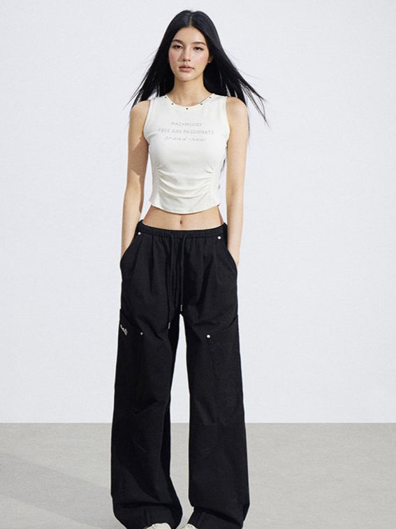 Logo Cinched Waist Sleeveless Tank Top