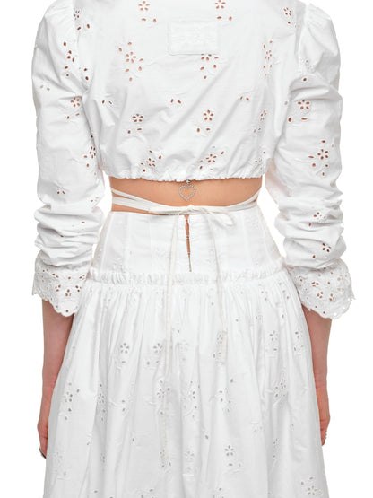 White Dual-Waist A-Line Skirt 