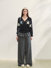 Single-breasted Star Argyle Knit Cardigan - CHINASQUAD