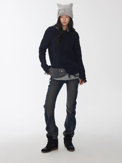 Wool-Blend Textured Oversize Sweater