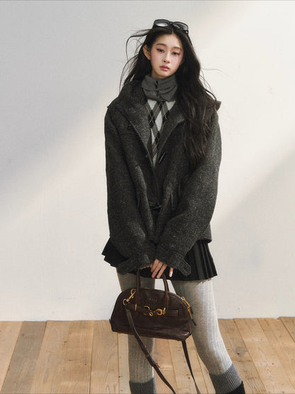 Two-Tone Wool Duffle Jacket