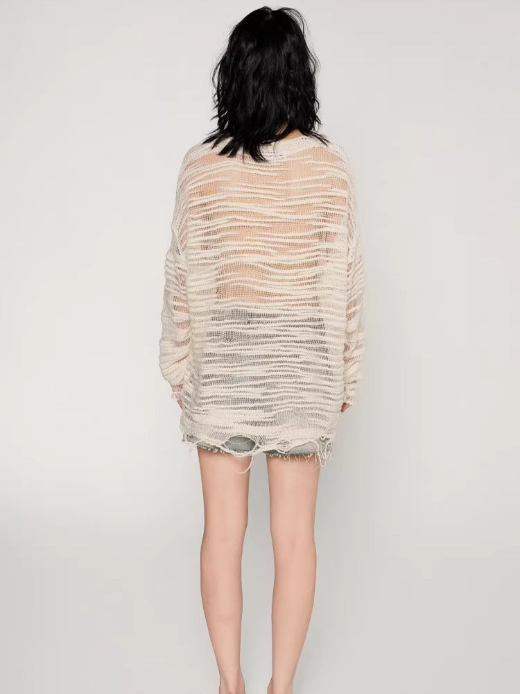 Textured Slub Wool Knit Sweater