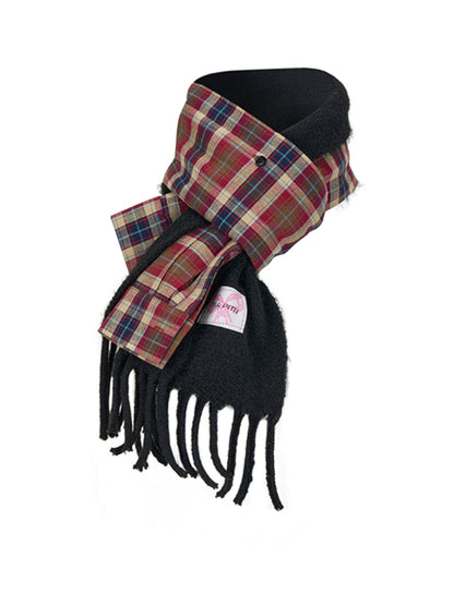 Detachable Plaid Multi-Use Woolen Scarf