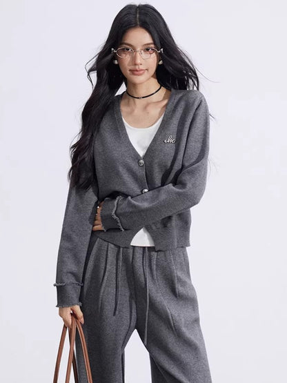 Mock-Layer Crop &amp; Wide-Leg Knit Set